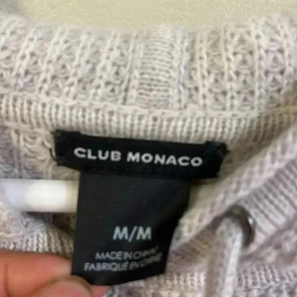[M]Club Monaco WMN Cashmere Wool Blend Pull  Over Light Gray Hoodie Sweater - Picture 3 of 8